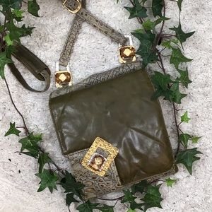 J. Jansen Italian leather jeweled crossbody bag